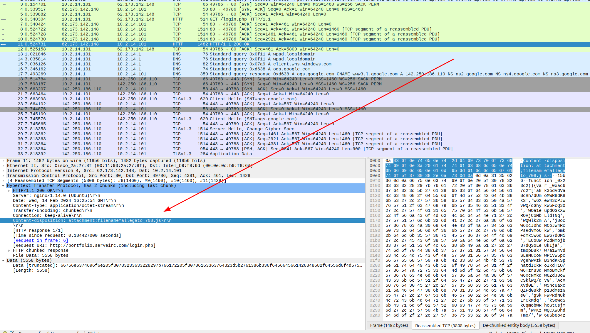 GET request exposing malicious file name